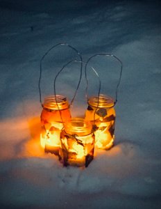 Lanterns in the snow